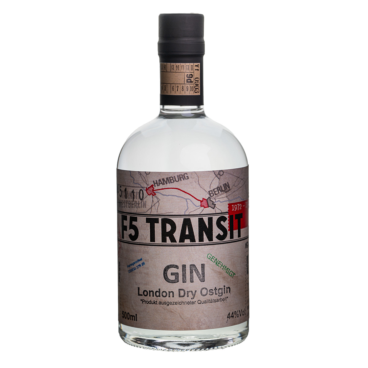 GIN 0.5l (44%Vol) London Dry Ostgin - F5 Transit (BRD-DDR)