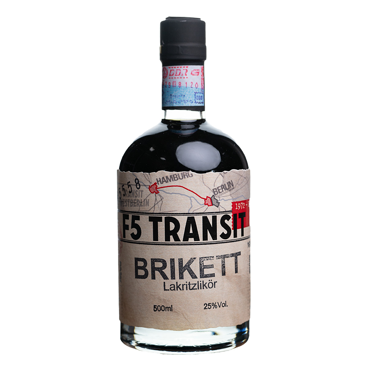 BRIKETT Lakritz Likör 0.5l (25%Vol) - F5 Transit (BRD-DDR)