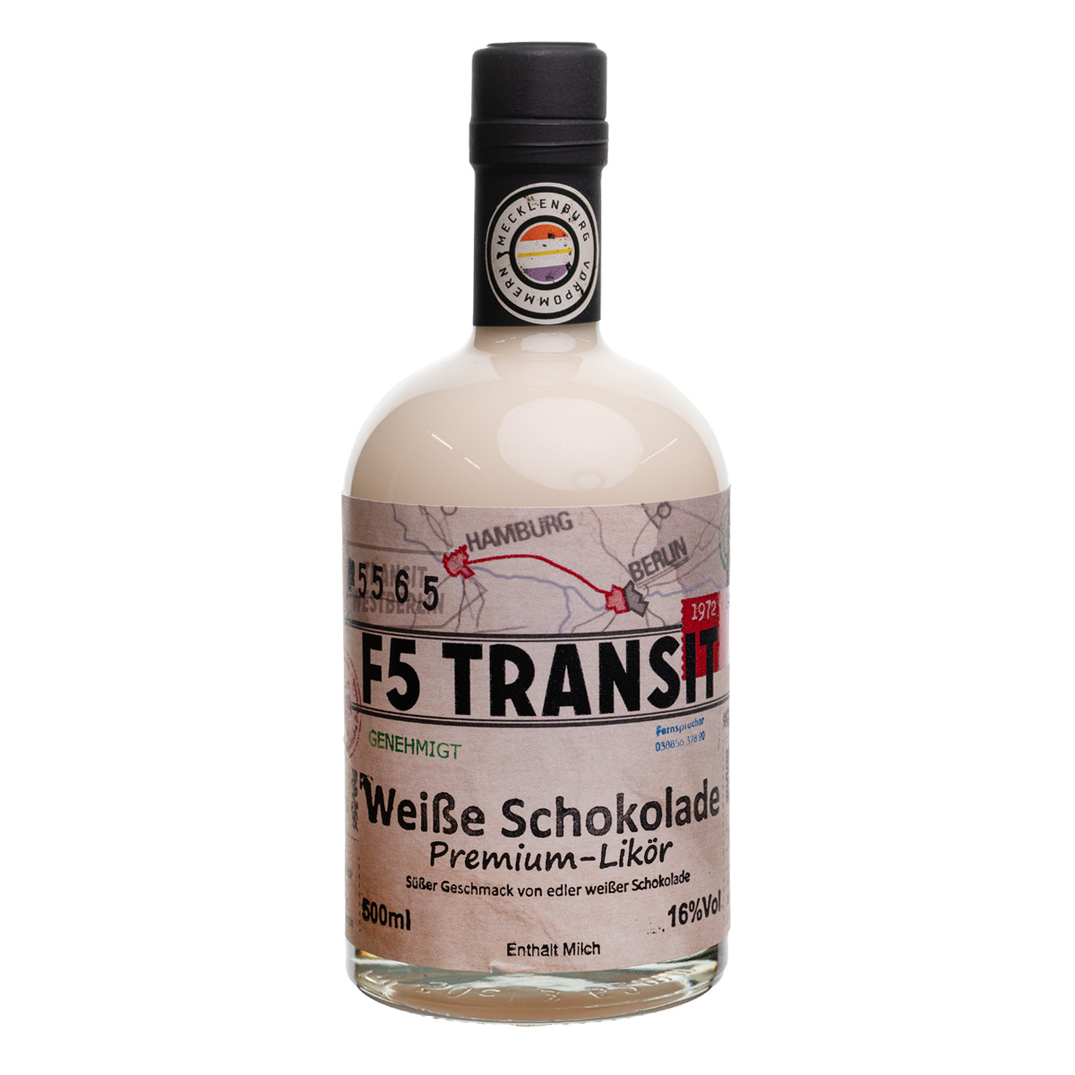 Weiße Schokolade Likör 0.5l (16%Vol) - F5 Transit (BRD-DDR)