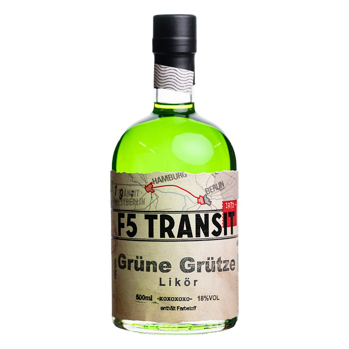 Grüne Grütze Likör 0.5l (18%Vol) - F5 Transit (BRD-DDR)