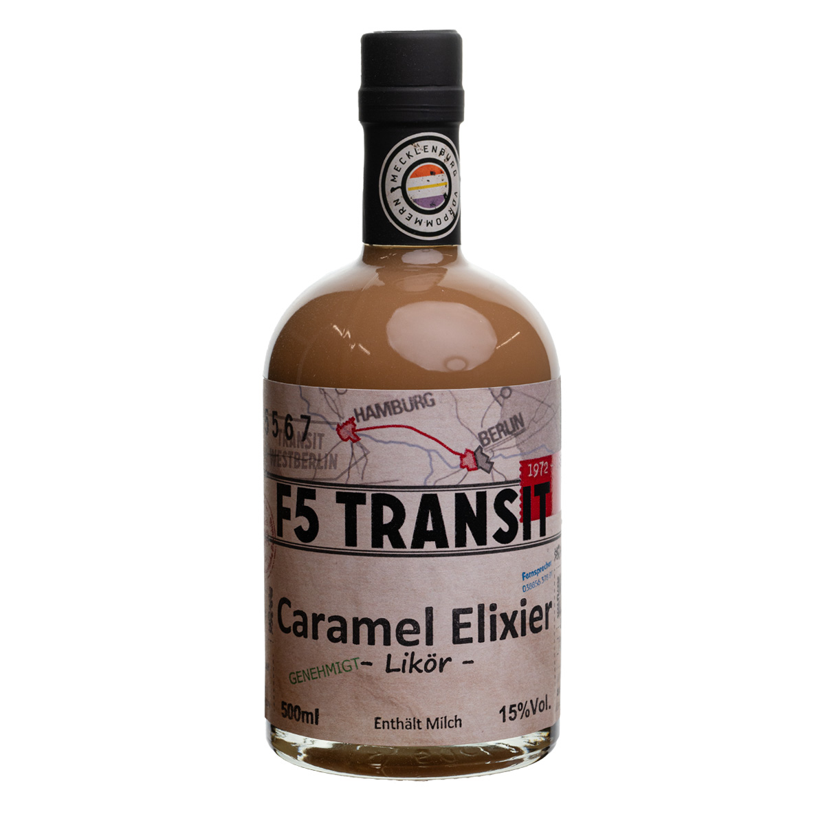 Caramel Elixier Likör 0.5l (15%Vol) - F5 Transit - Karamelllikör (BRD-DDR)