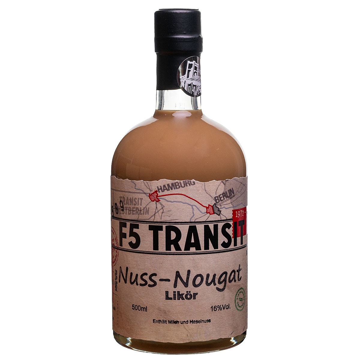 Nuss-Nougat Likör 0.5l (16%Vol) - F5 Transit (BRD-DDR)